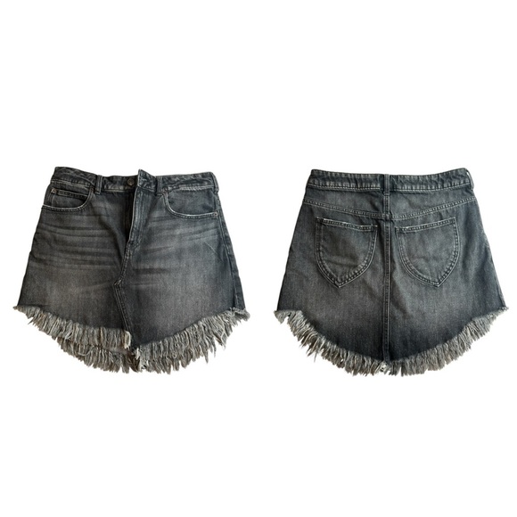 We The Free Dresses & Skirts - We The Free Women's Black Cotton Denim Raw Hem Fringe Maverick Size 28 Skirt